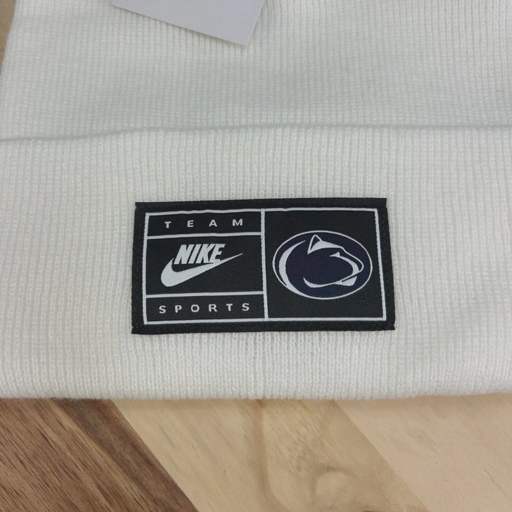 NEW Nike Penn State University Nittany Lions Team Sports White Beanie Hat Cap - Picture 2 of 4